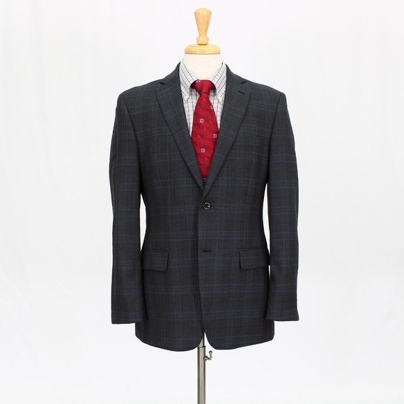 Tallia 40R Gray Check 2-Button Sport Coat Blazer Jacket O772